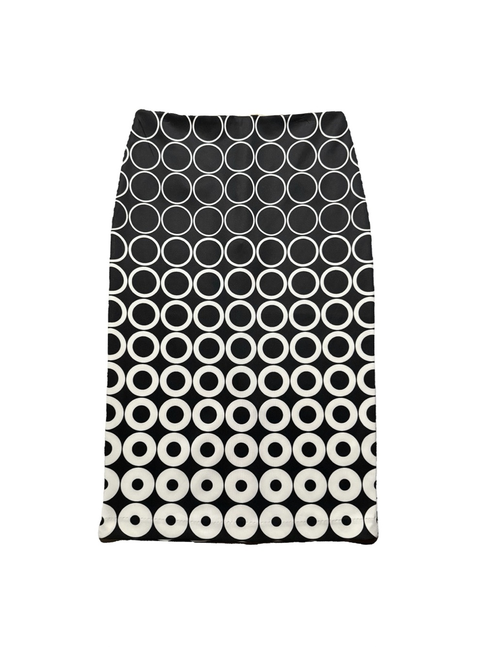 New York & Company Black Pencil Skirt with White Circle Graphic Print Women’s 4